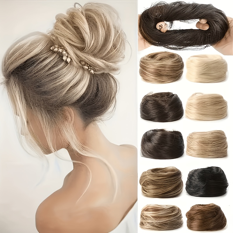 изображение предмета бразильский пучок из натуральных волос, резинка для волос, пучок донут, шиньон – подходит для свадеб и фестивалей, а также для повседневной носки | установка с естественным видом