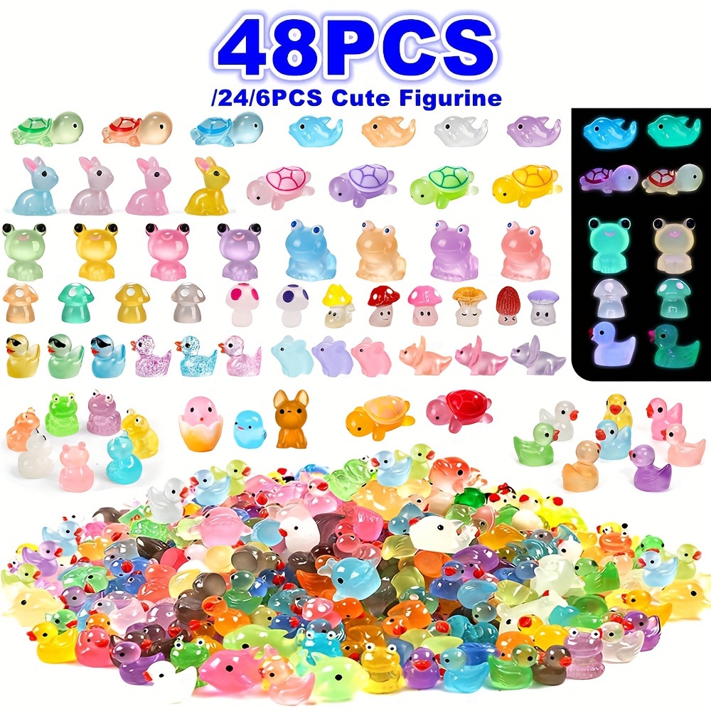 

6/24/48pcs Glowing Miniature Figurines For Ornaments Diy Accessories Decorations