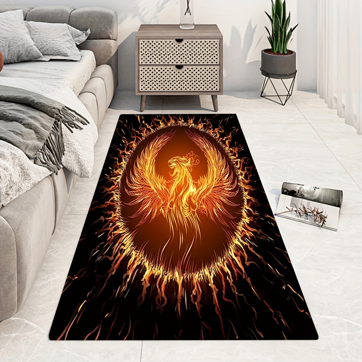 Phoenix Pattern Sponge Floor Mat Digital Printing Bathroom - Temu
