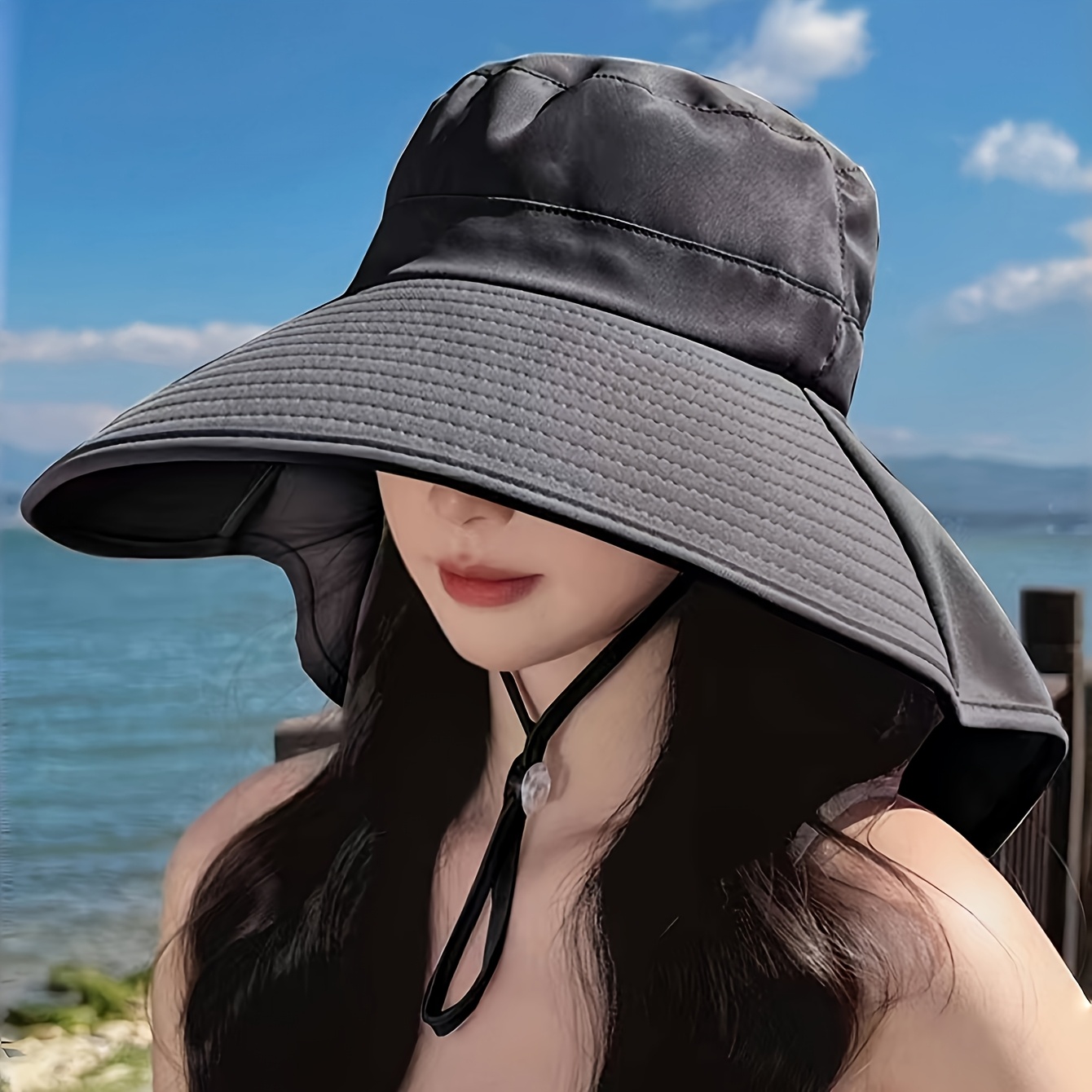 2026 new arrival 1 psc unisex trendy bucket hat with ponytail hole breathable material features adjustable drawstring ideal for outdoor activities and casual wear