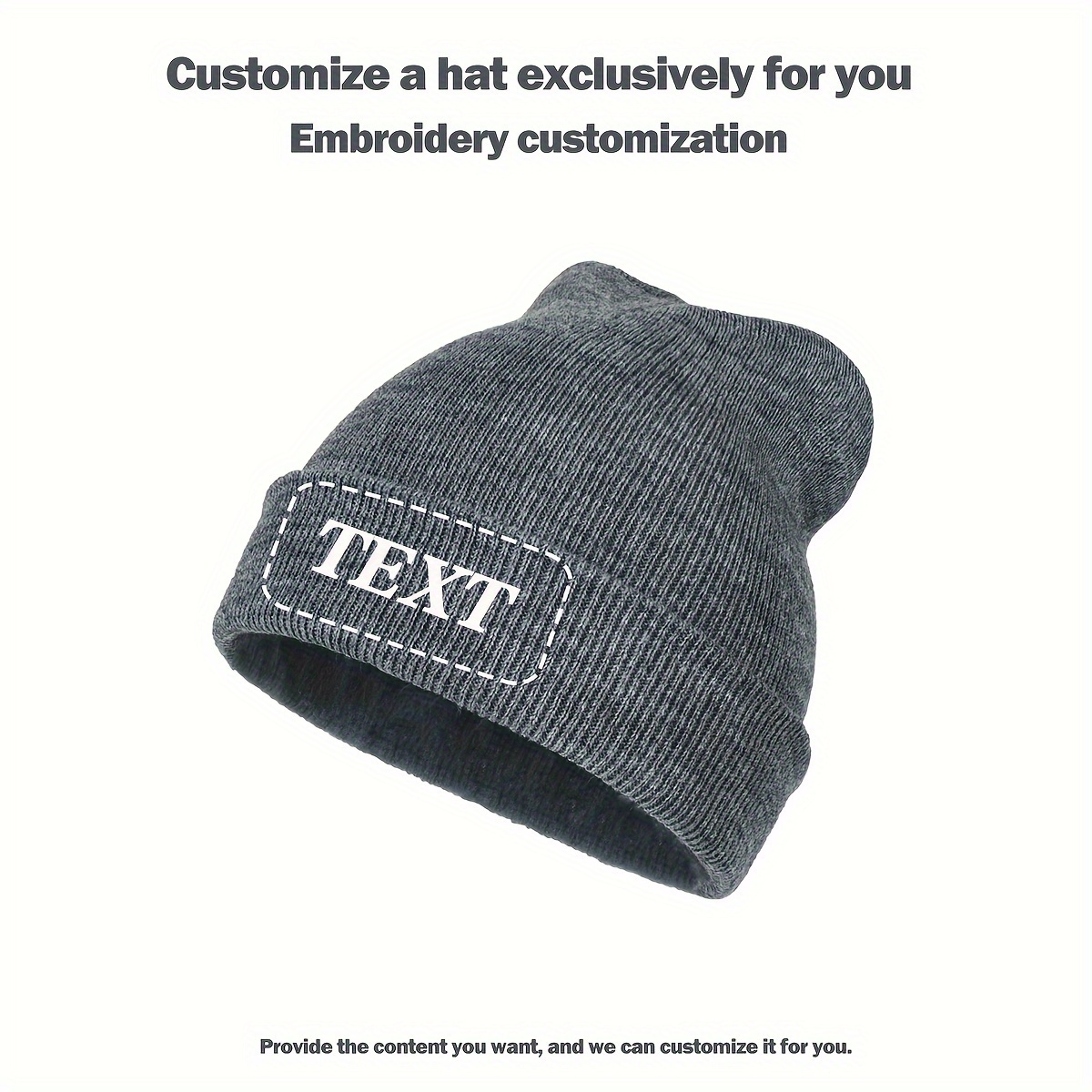 TEMU Custom Hat For Autumn And Winter, Featuring A Warm Rolled Edge And Ear Protection, Suitable For Outdoor Daily Wear