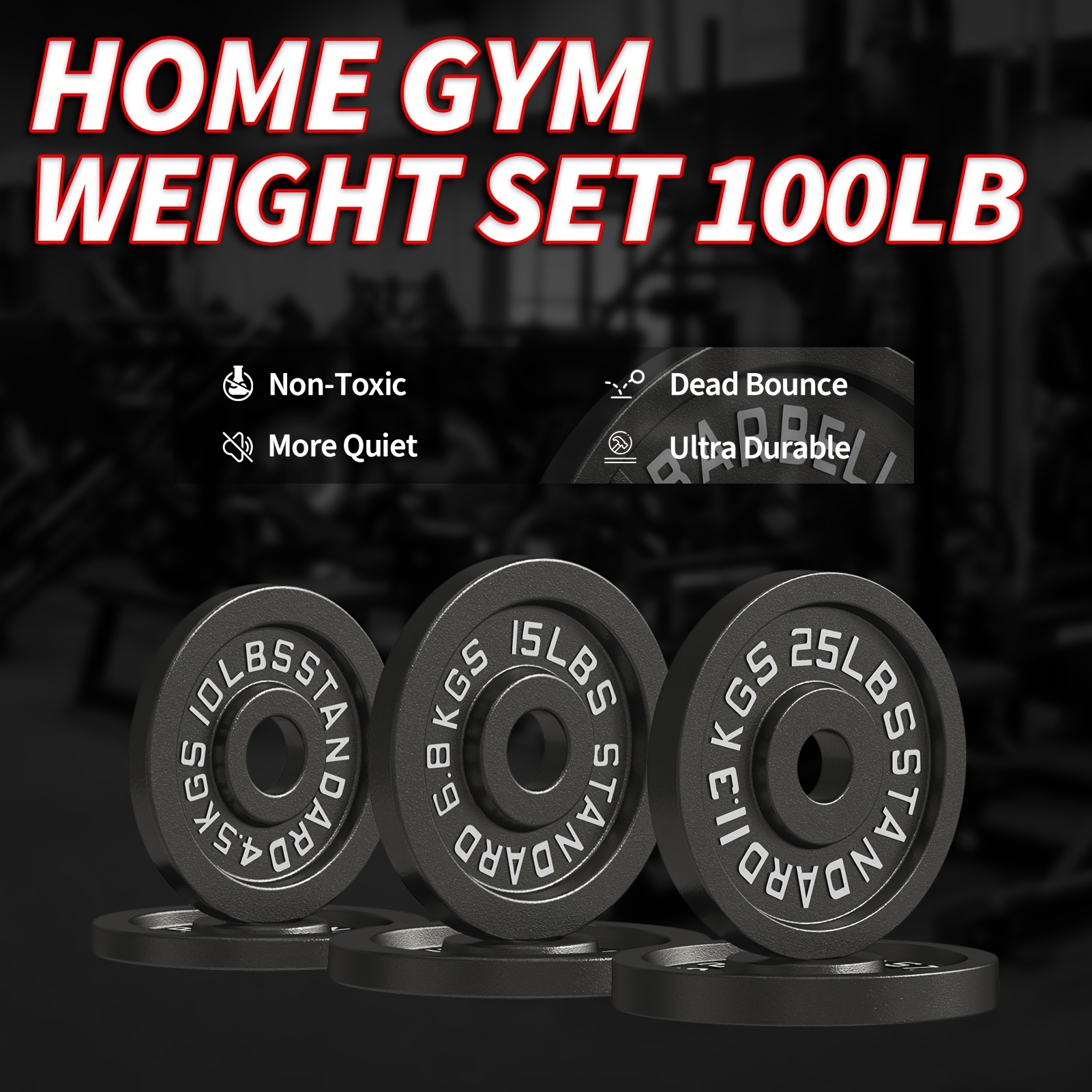 

100lbs Iron Weight Plates Package, Traditional/ 2" Plates, Weight Plates For , Weightlifting, Bodybuilding & Powerlifting