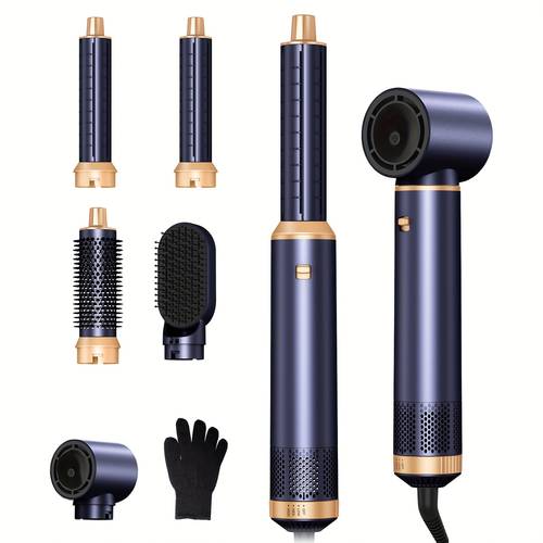 5 in 1 hot air brush detachable curler hair styler with automatic shut off 3 heat settings 3 brush heads for wet dry use 1 5 2 5m cord 220 battery needed curling straightening tool for all hair types