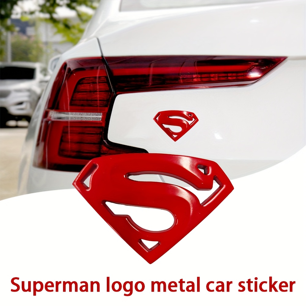 TEMU 1pc League Superman Car Emblem 3d Stereoscopic Metal Car Modification Cartoon Gift Car Decoration