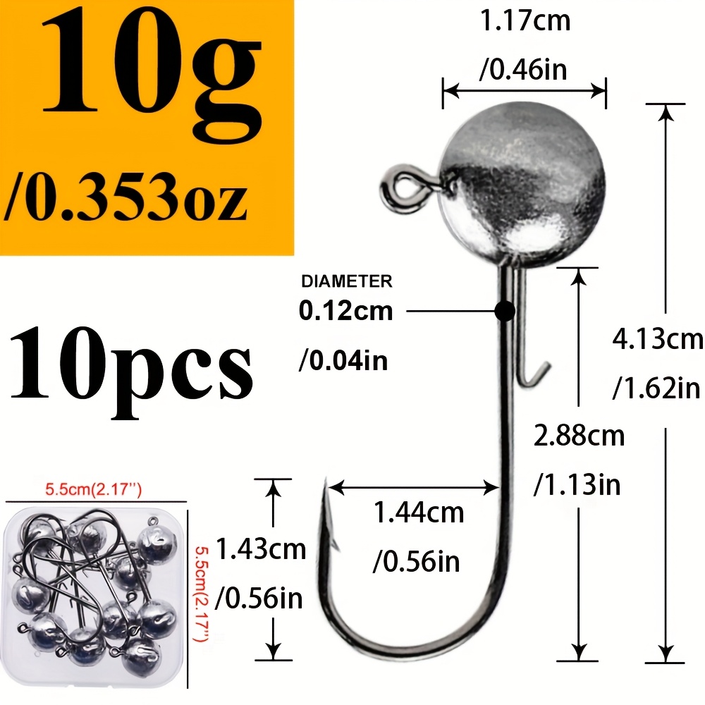 Image of 10pcs/lot Big Head Jigs Hook 1g-20g Round Ball Jig Head Hook Weedless Long Shank Jig Head For Soft Worm Fishing