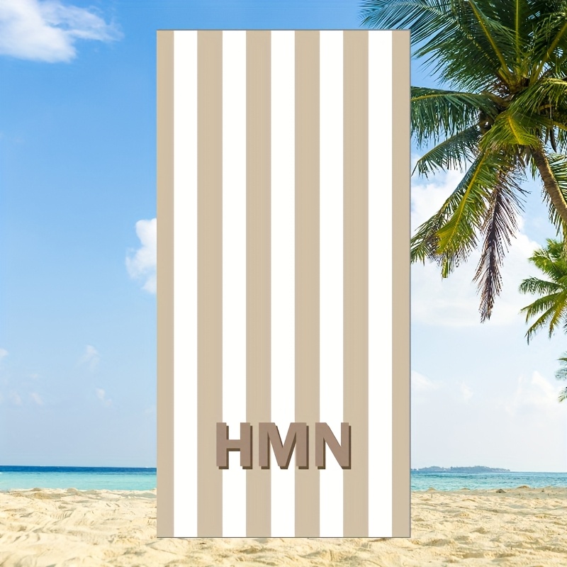 E-shop Personalisiertes Strandtuch - Retro Streifendesign, Superweicher Mikrofaser, Anti-Fade-Technologie & individueller Text/Initialen - Ideal für