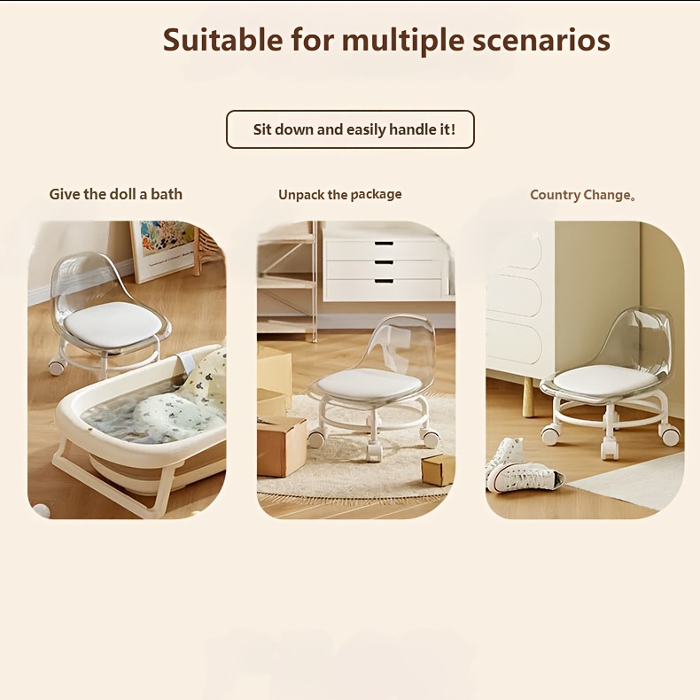 universal wheel small stool household low stool swivel stool round stool with backrest small chair movable shoe changing stool for entrance Product details 5