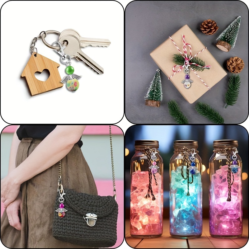 kit fai da te regalo festivo con ali  , perline di argilla   colorate per portachiavi e ciondolo da borsa senza strumenti - 30 pezzi Dettagli dell'articolo 6