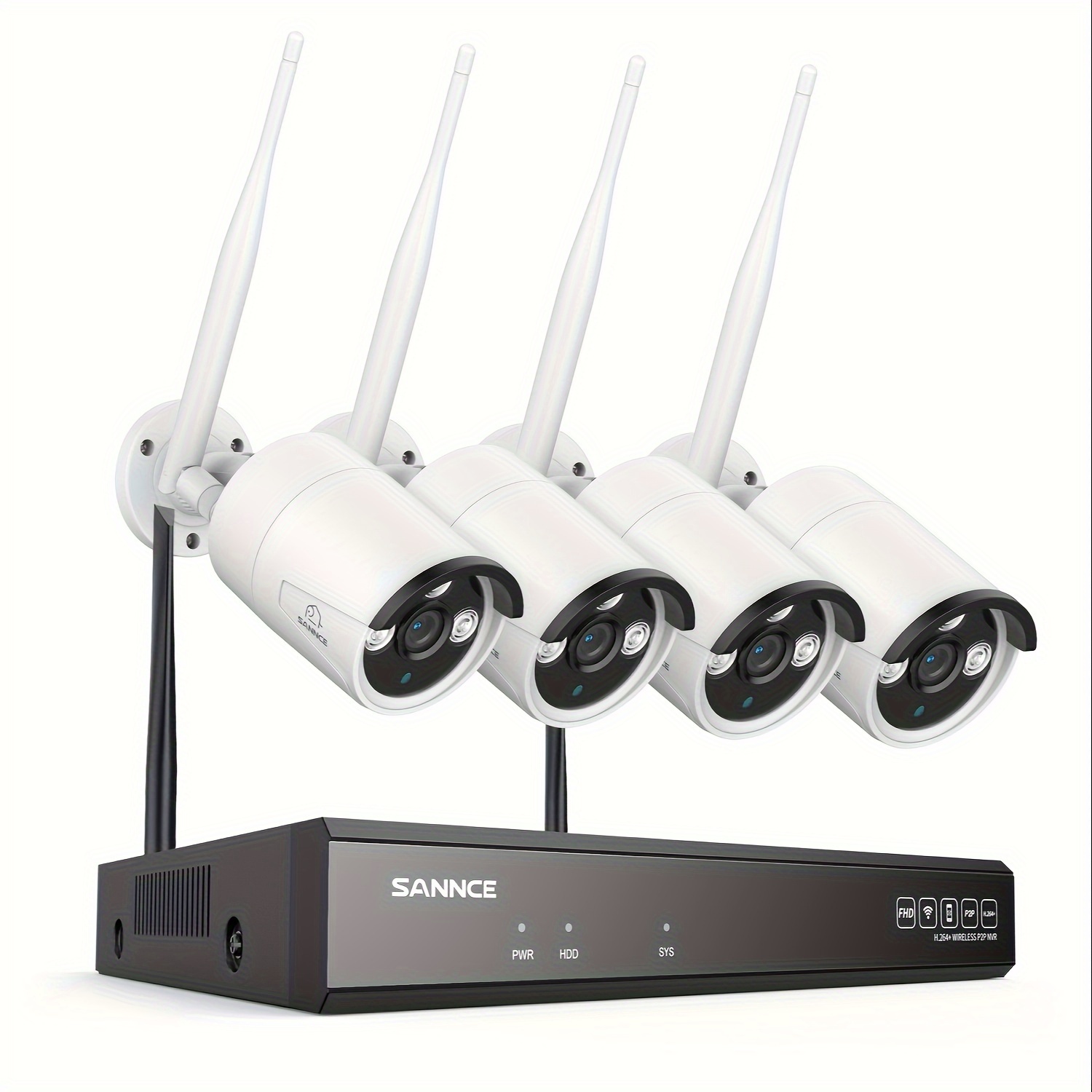 Image of Sannce 3mp Wireless Surveillance Camera Set Outdoor 10ch 5mp Nvr With 4x 3mp Wifi Cameras Outdoor 3mp Wireless Surveillance System, Human Detection, Audio, 100 Ft Night Vision
