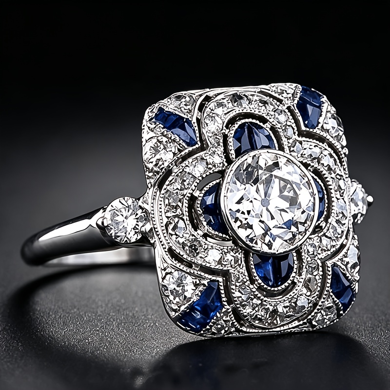 Image of 1pc S925 925 Silver Light Luxury Domineering Ring Inlaid With Synthetic Synthetic Synthetic Zircon​ Men's And Women's High-quality Jewelry For Dinner Wear