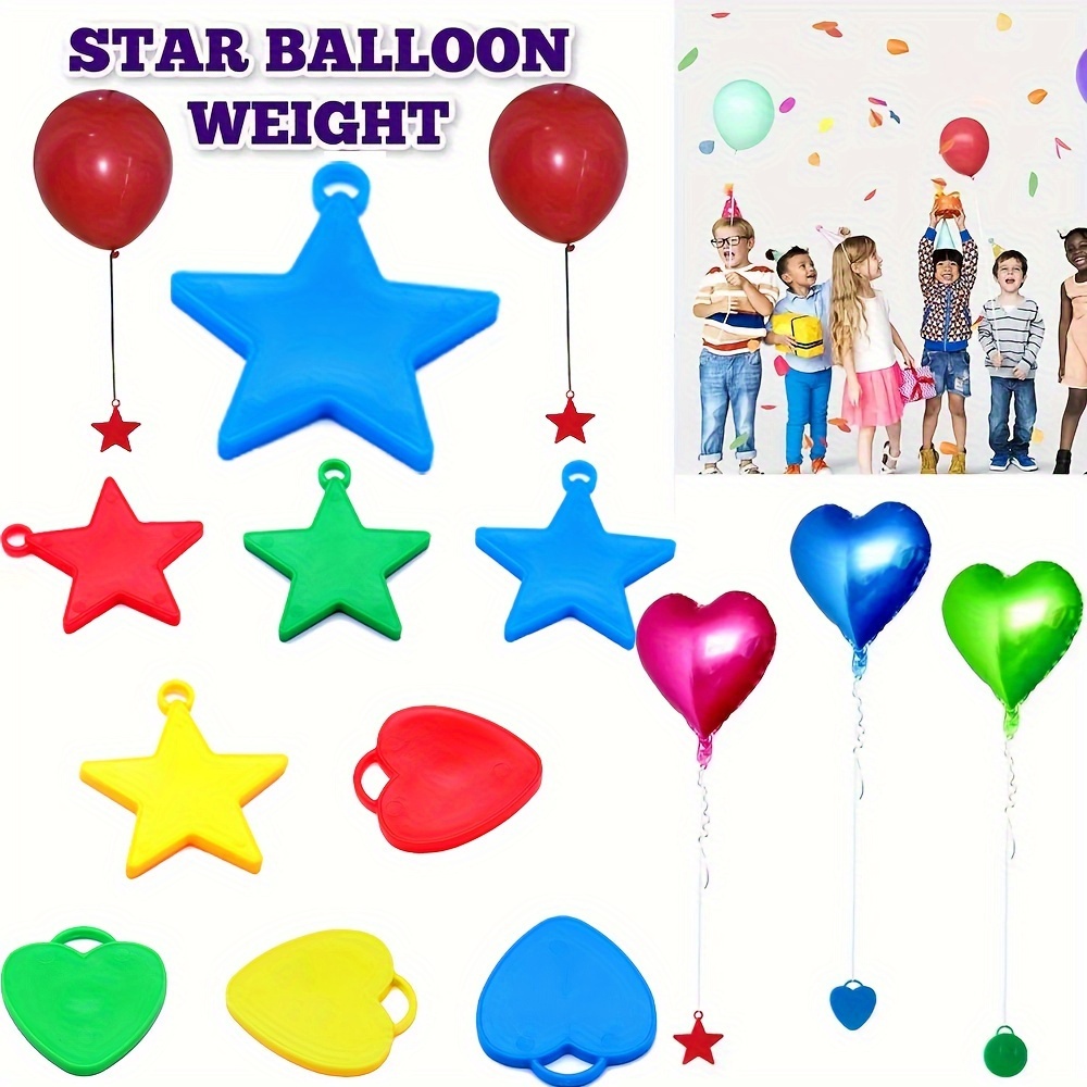 

10 Pcs Plastic Star And Heart Balloon Hangers - Perfect For Parties And Festivals