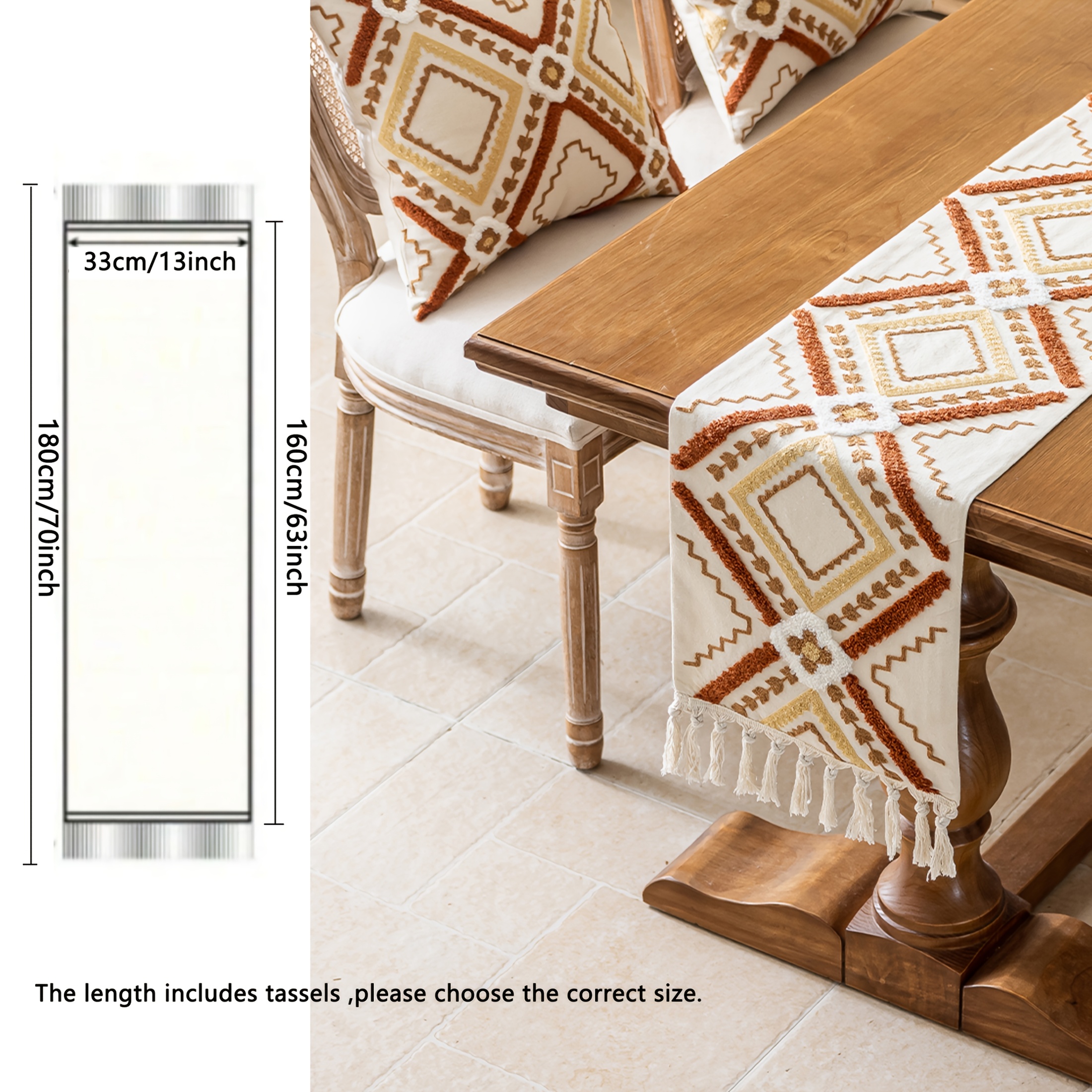 TEMU Runner da boh矇mien 1 pz con nappe e - Geometrico per uso , centrotavola rettangolare in tessuto resistente per tavolo da , arredo cucina, bordi