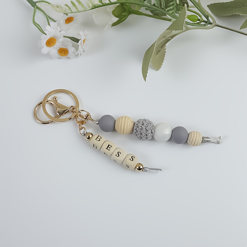 Custom Letter Beaded Keychain - Options, Personalized Silicone Accessory For Bags & Clothes, Unique Gift For Mother's Day