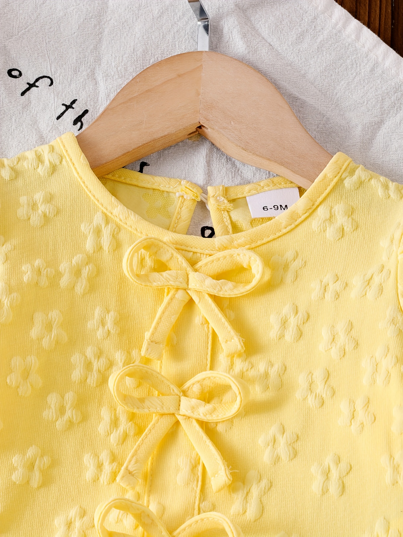girls 2pcs set bow embellished long sleeve top and straight leg denim pants for spring autumn   outdoor Product details 6