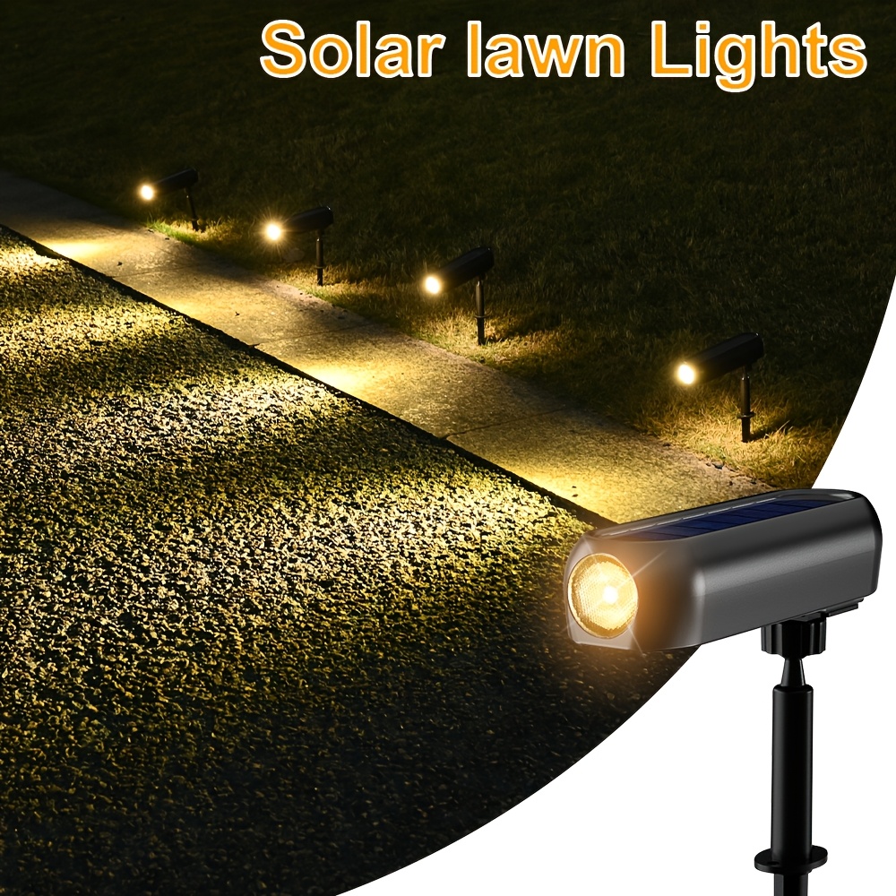 E-shop 4 Stück, Solarbetriebene Flutlichter für den Außenbereich, LED Rasenlichter/Landschaftsbeleuchtung, Boden-/Wandmontage, geeignet für Gärten,