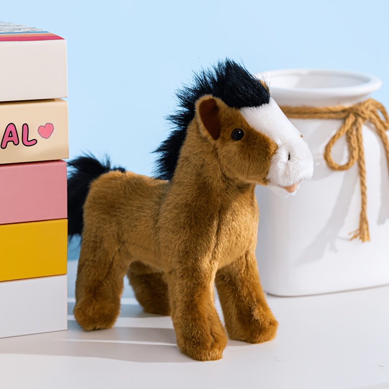 Cute Horse Plush Toy Kawaii Soft Stuffed Animal Plush Toy & Teddy Bear Soft Stuffed Pony Adorable Soft Filling Foal Home Decor Holiday Christma And Birthday Popular Gift For Friend