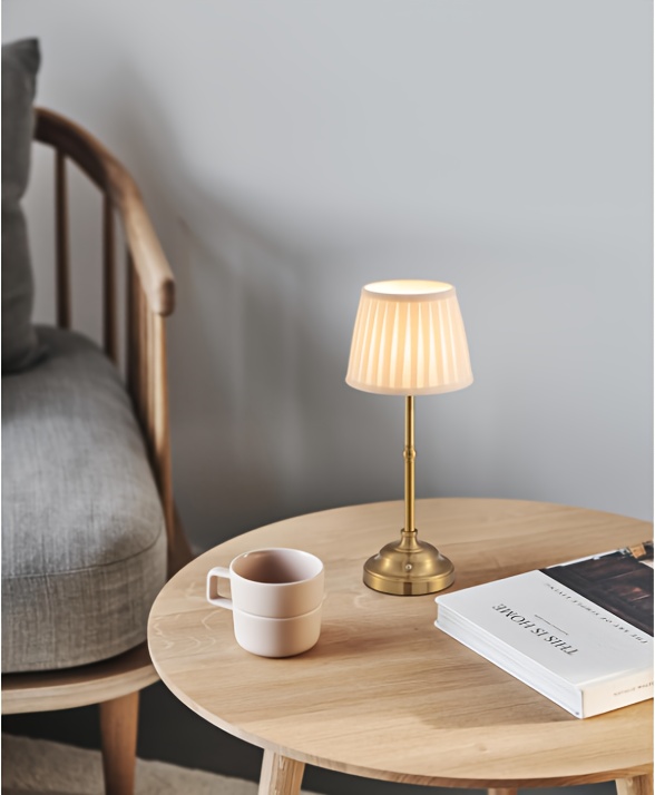 1PC Cordless Modern Retro Rechargeable Dimmable LED Desk Lamp, Touch Dimmable, Camping Lamp, Bedside Night Light, Restaurant Ambient Table Lamp
