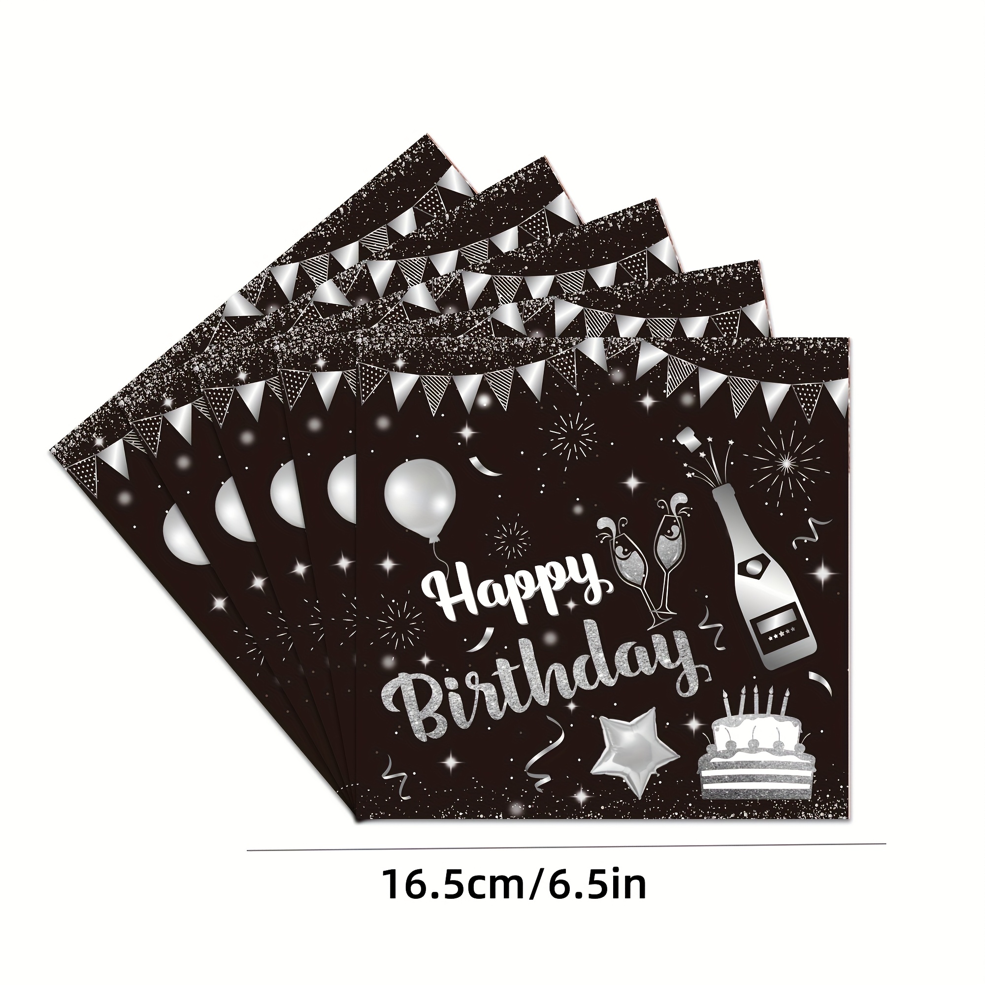 Image of 60pcs Of Silvery Wine Bottle Party Napkins, Disposable Napkin Supplies Featuring Silvery Wine Bottles And Cake Designs, Suitable For Birthdays, Picnics, And Evening Party Napkin Needs