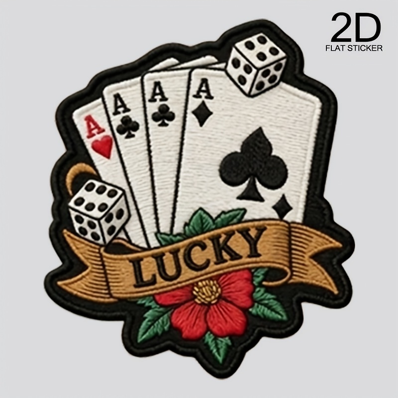TEMU 1pc Poker Card Badge Iron-on Heat Transfer Diy, Suitable For Women's/men's T-shirts, Backpacks, Ornaments, Pants, Shoes, Quilts, Throw Pillows,