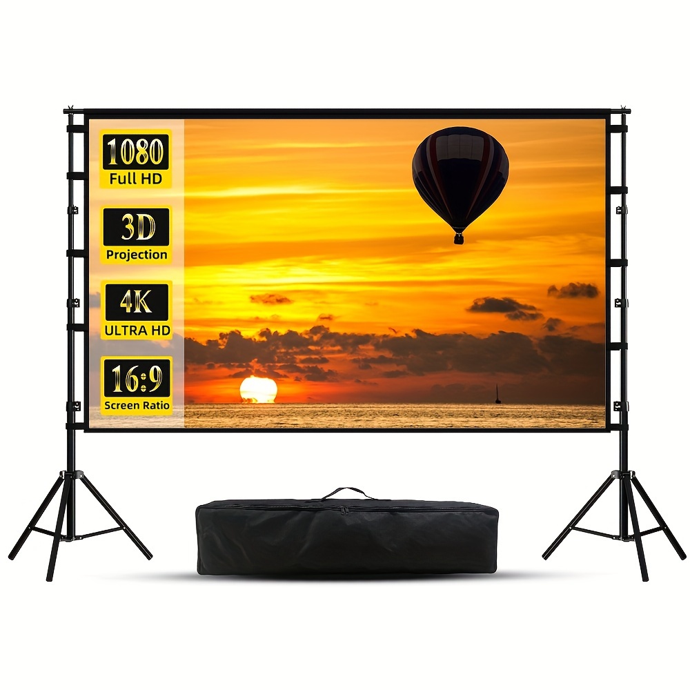 

Projector 120 150 Portable 16:9 4k Hd , To , 1.1 Gain, 160° Movie Carrying Bag, Suitable For , , ,