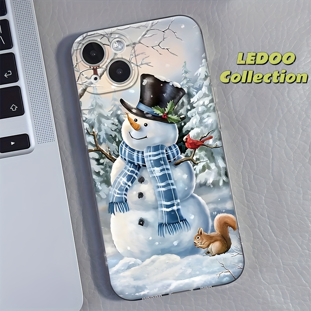 TEMU Winter Snow Snowman Cute Phone Case For Iphone 11/12/13/14/15 Pro Max/plus, Protective Cover