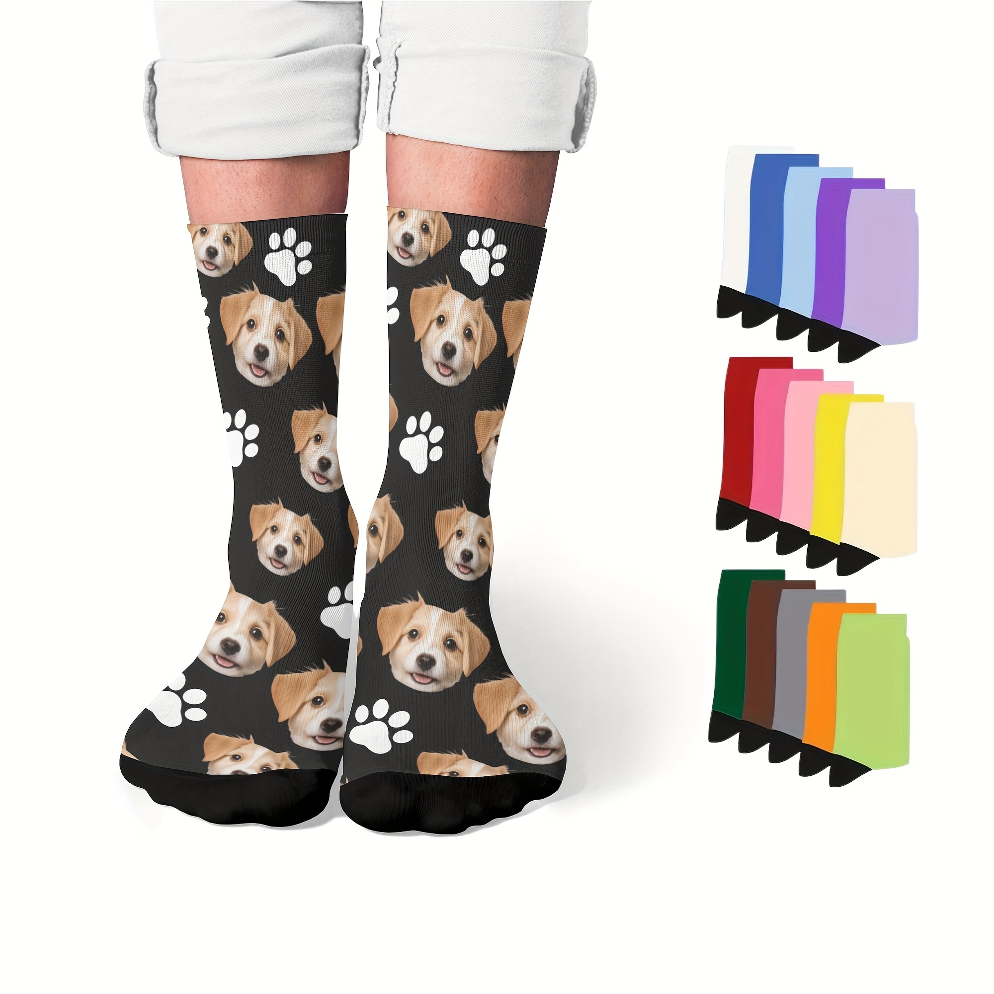 

Custom Pet Face Socks, Personalized Funny Gift Socks With Photo Customized, Novelty Trendy Crew Party Present Socks For Men Women