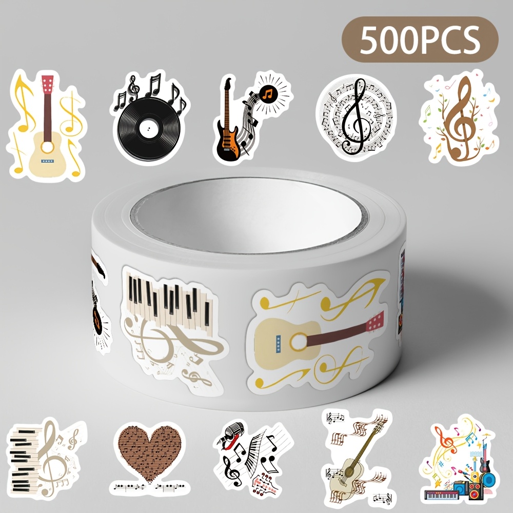 1 Roll/500 Sheets Vinyl Record Rolls Cartoon Cute Notebook Mobile Phone Case Tablet Computer Guitar Decorative Stickers