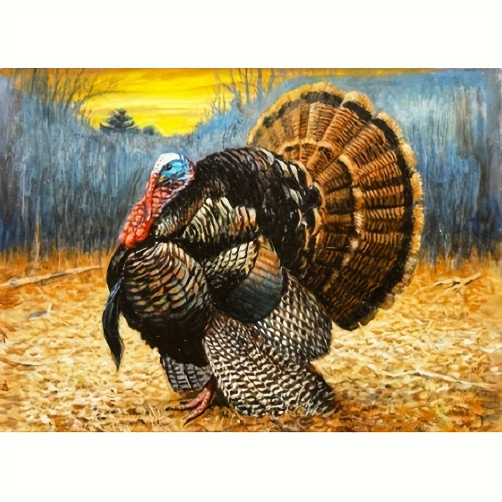 

5d Diy Diamond Painting Kit Animal Theme - Round Diamond Turkey Mosaic Embroidery Set For Adults - Acrylic Full Drill Cross Stitch Craft Home & Wall Decor Gift