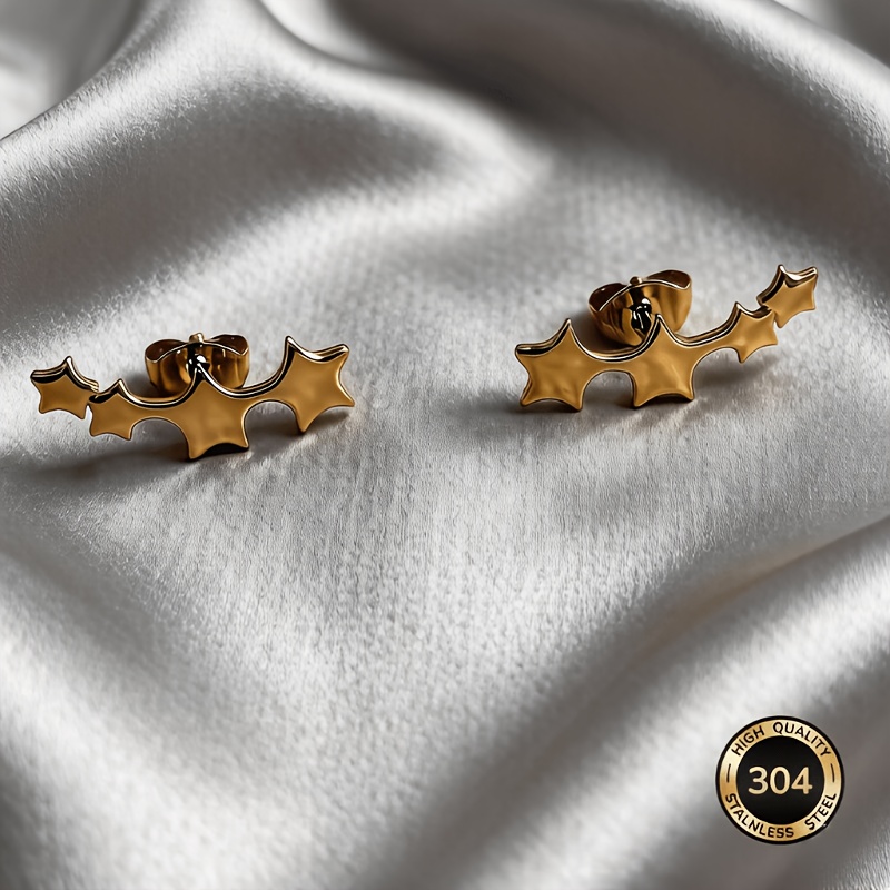 TEMU Pendientes de estrella de acero inoxidable antialérgicos, KC, resistentes a la decoloración, cómodos y versátiles, y elegantes. pendientes y