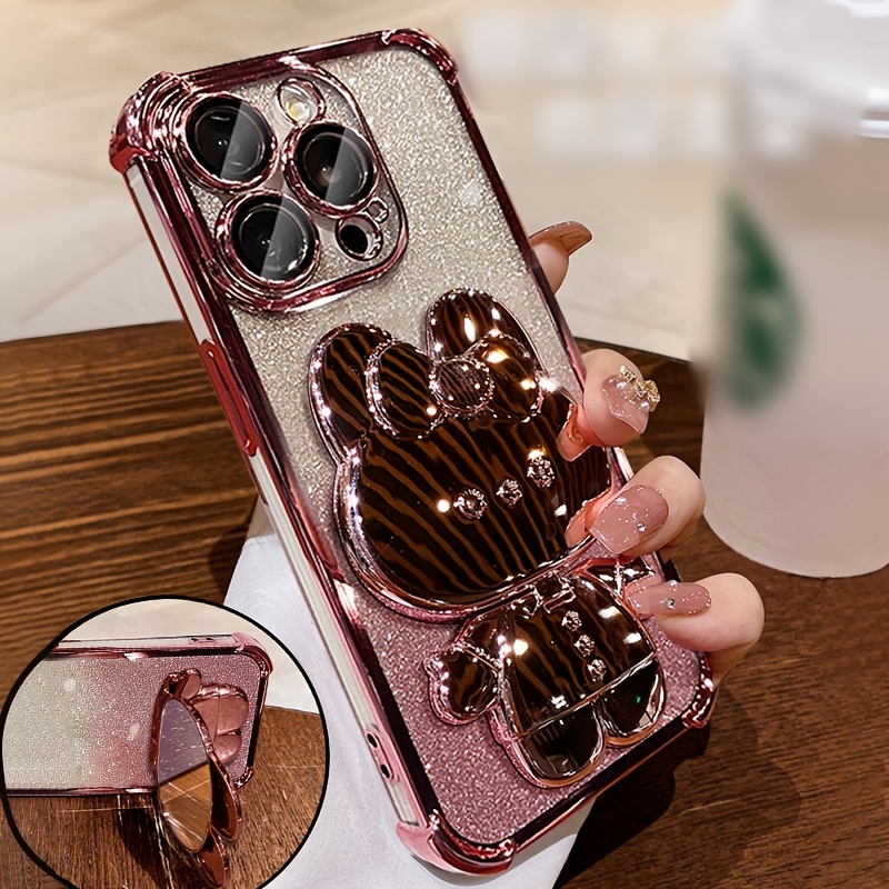 3-in-1 Sparkling Luxury * Phone Case - Ultra-thin Four-corner Shockproof  Protection * Hidden Makeup Mirror Phone Holder, Suitable for * for iPhone  16/15/14/13/12/11 Pro Max/Plsu Protective Case, ...