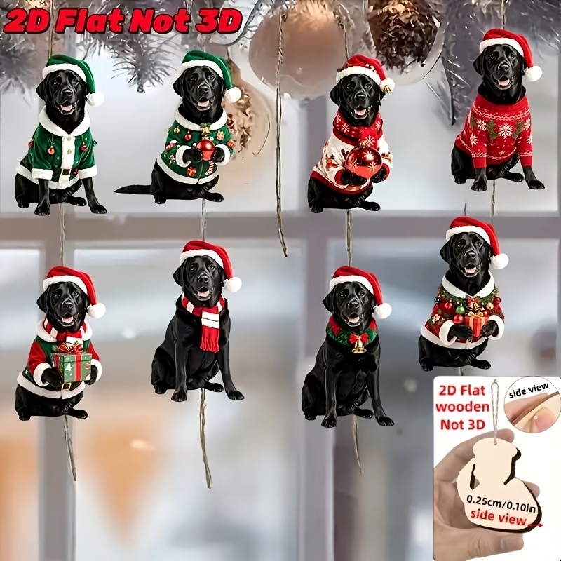 TEMU 2d Flat 8pcs Christmas Wooden Ornaments With Hanging Strings, And Hang, Suitable For Christmas Tree Decorations, Car Rearview Mirror Hangings,