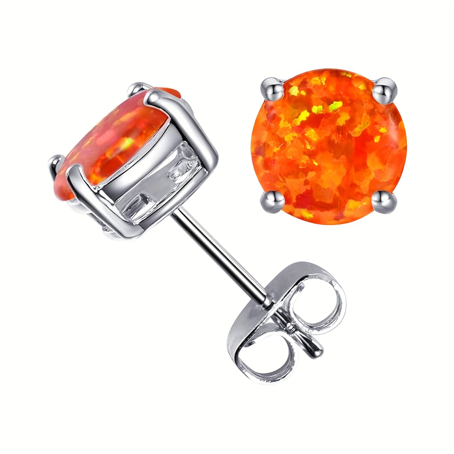 Image of Luxurious And Fashionable Women's Everyday Casual Multicolor Opal Stud Earrings - A Pair Of Exquisite Accessories, Gift Or Romantic Present, Versatile And Beautiful Jewelry For Personal Use