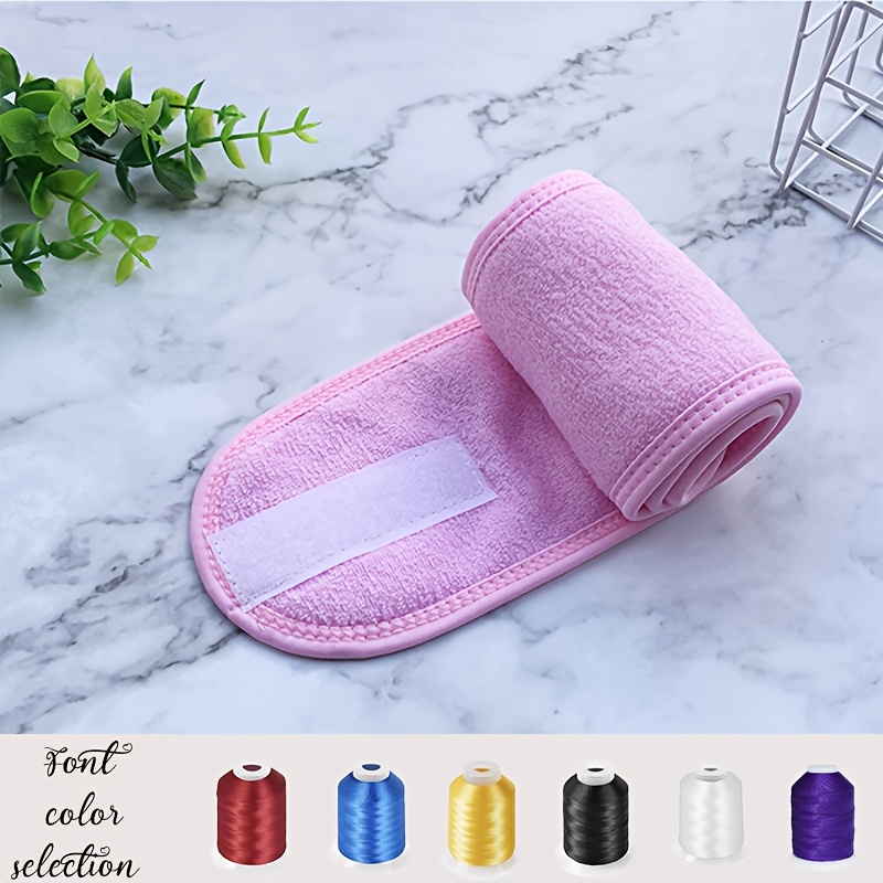 Image of 1pc Custom Embroidered Headband, Self-adhesive Adjustable Hairband For Face Washing, Makeup, Beauty, Yoga, Women Headpiece, Valentine's Day/christmas Gift, Personalized Present For