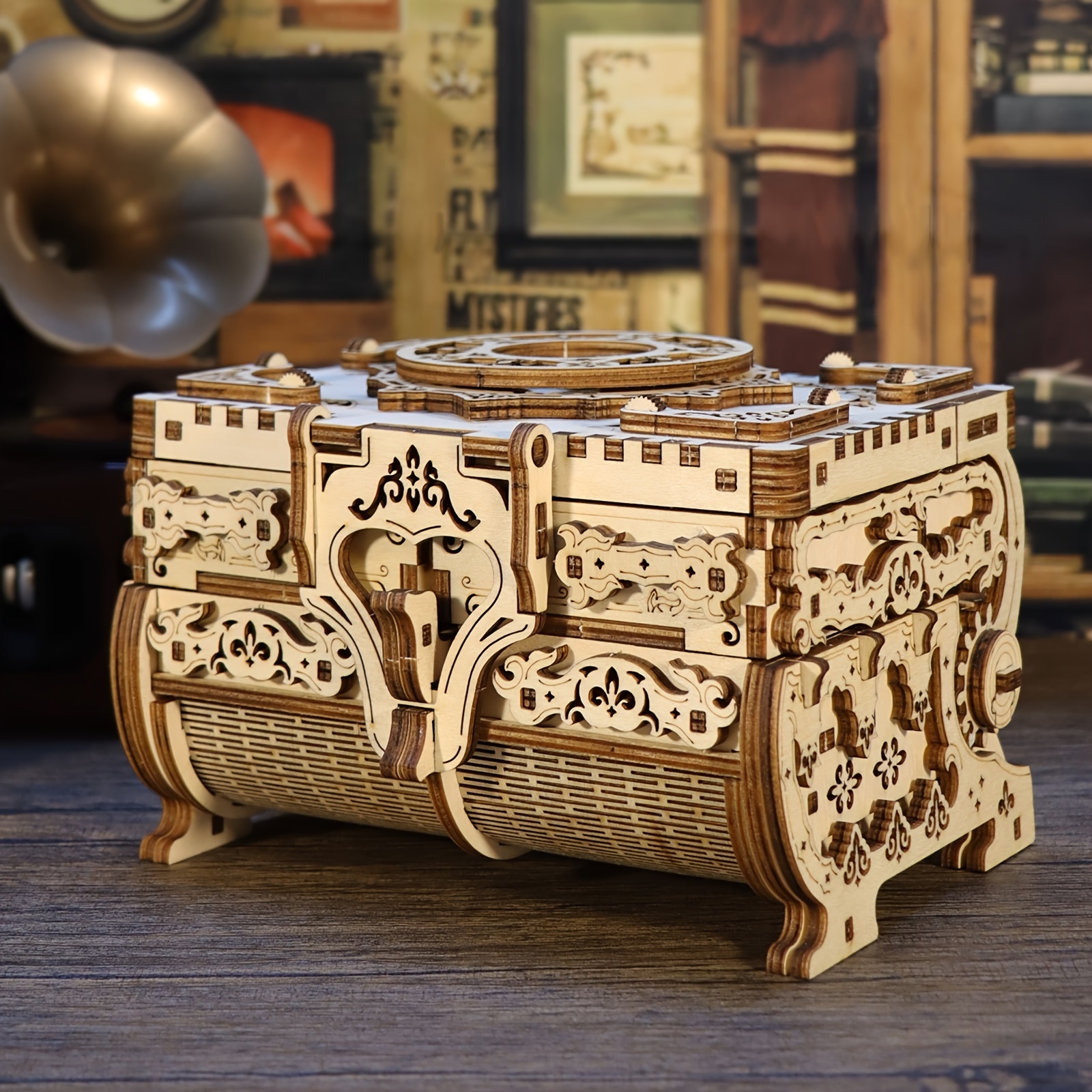 Image of Music Park 3d Wooden Puzzles For Jewelry Storage Box Model Kits Building Set Diy Crafts Birthday Gifts For Girls Or Women Age 14+