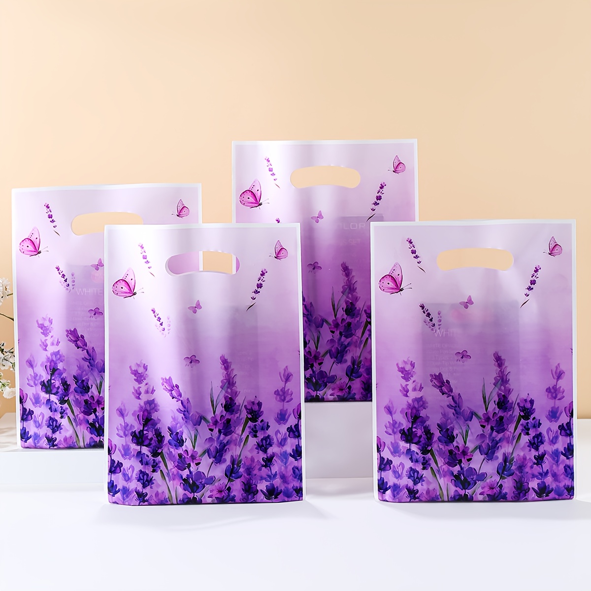TEMU 10/25/50 Sacs Cadeaux & Violet avec et Papillons - Emballage en Plastique Idéal pour Anniversaires, Fiançailles, Événements Thématiques -