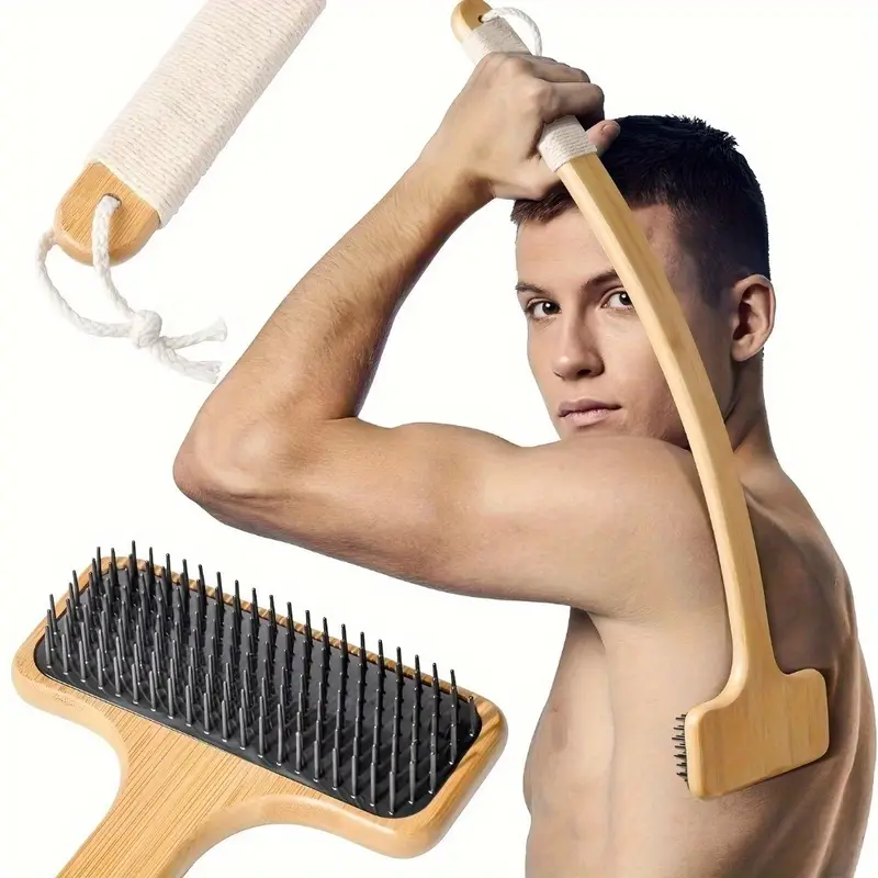 bamboo back scratcher 22 oversized back massager with curved grip soft wide head for muscle tension for men women seniors individuals ideal gift pregnancy natural look accessory durable scratcher back Product details 0