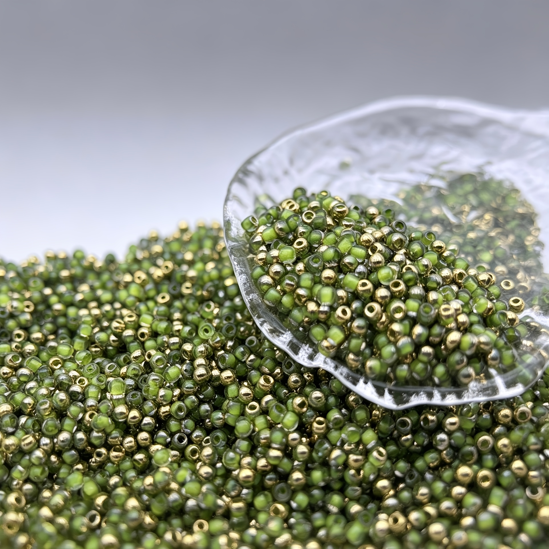 380pcs Half-Golden Artificial Jade Beads, Round Spacer Beads
