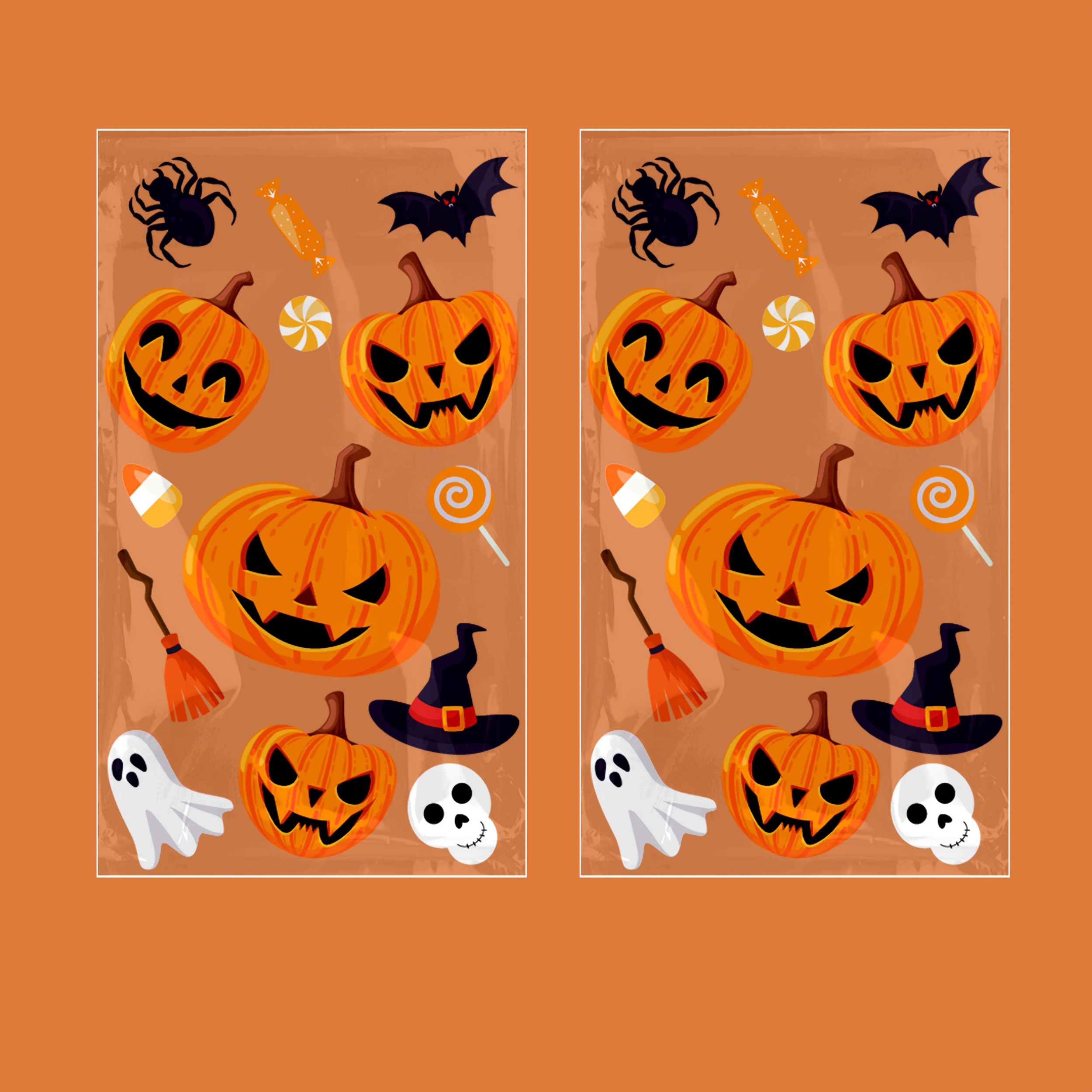 Halloween Gift Bag 50pcs Translucent Cellophane Bag, Design Funny Scary Halloween Pumpkin Image Decorations, Gift Bag