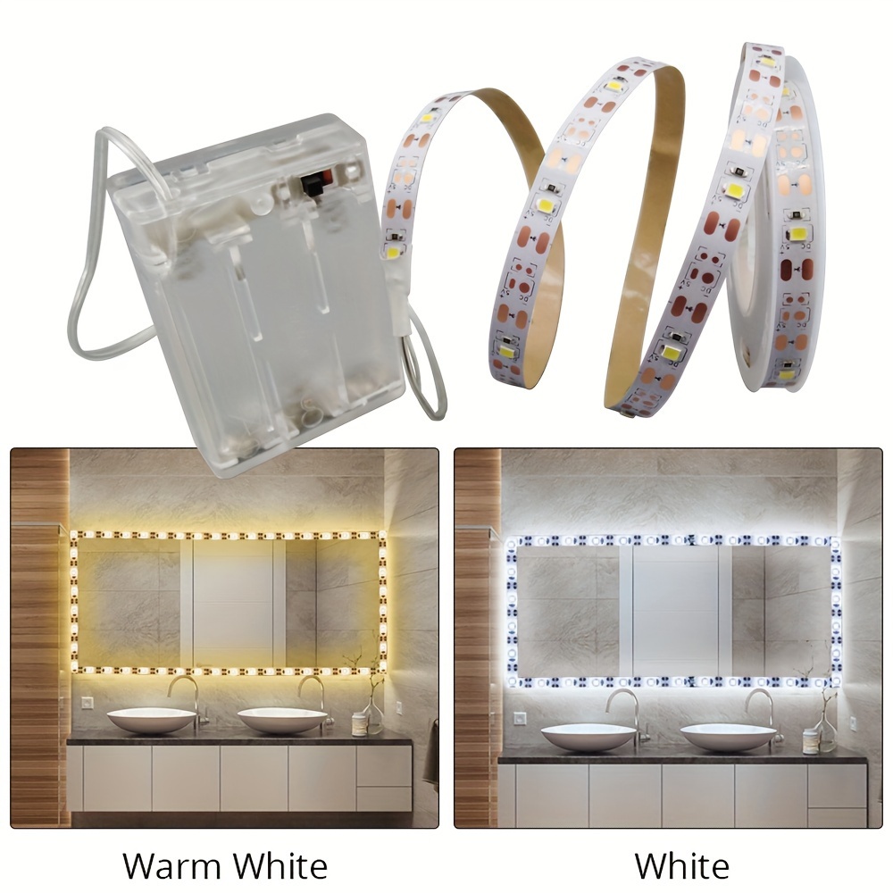 

Flexible Led Light Strip, 3.28ft-16.4ft, Battery-powered, White And Warm Color, No Plug, Perfect For Tv Backdrop, Party, Bedroom, Camping, Diy Decor