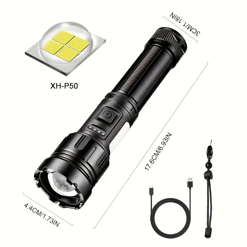 E-shop LED Wiederaufladbare Taschenlampe, 3500 Lumen Superhell, Magnetische Taschenlampe am Boden, mit COB Arbeitslicht, 6 , XHP50 Taktische