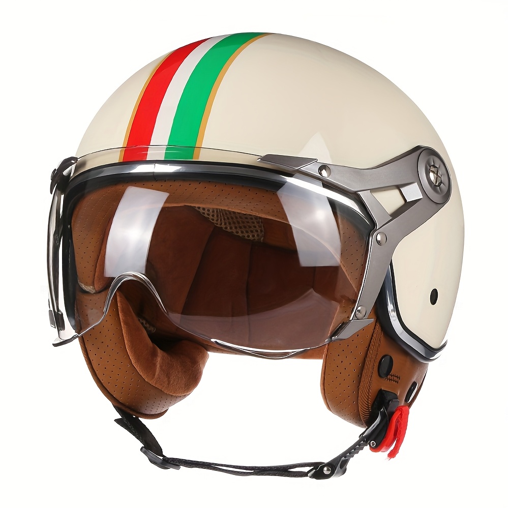 vintage style dot open face motorcycle helmet abs for men - Main Image