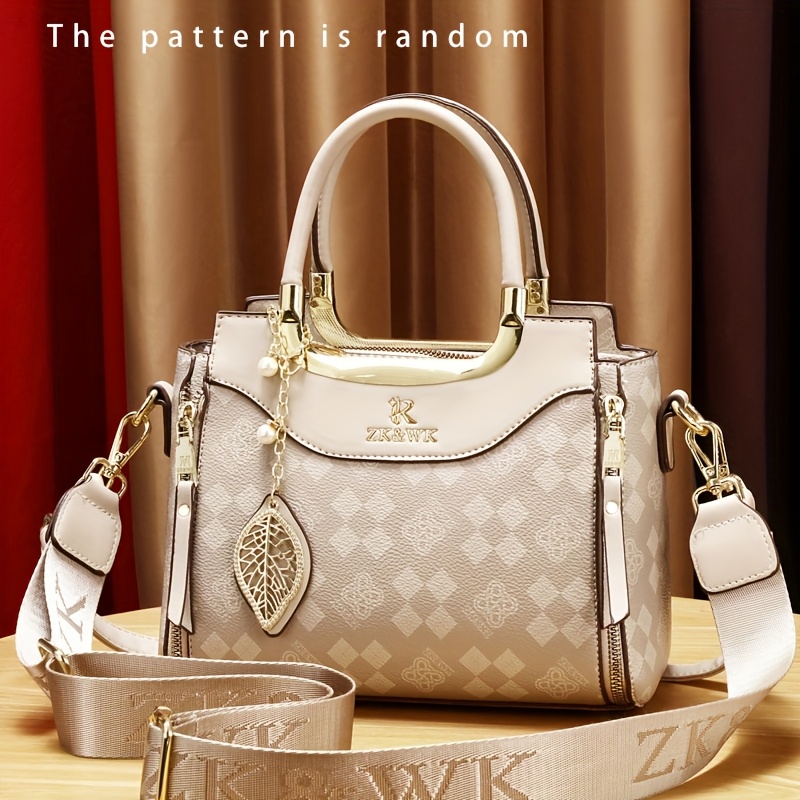 inck kmcrk womens elegant large capacity tote bag with removable shoulder strap checkered pattern hardware polyester lining ideal for work travel and daily use travel tote bag checkered pattern bag polyester lined interior Product details 1