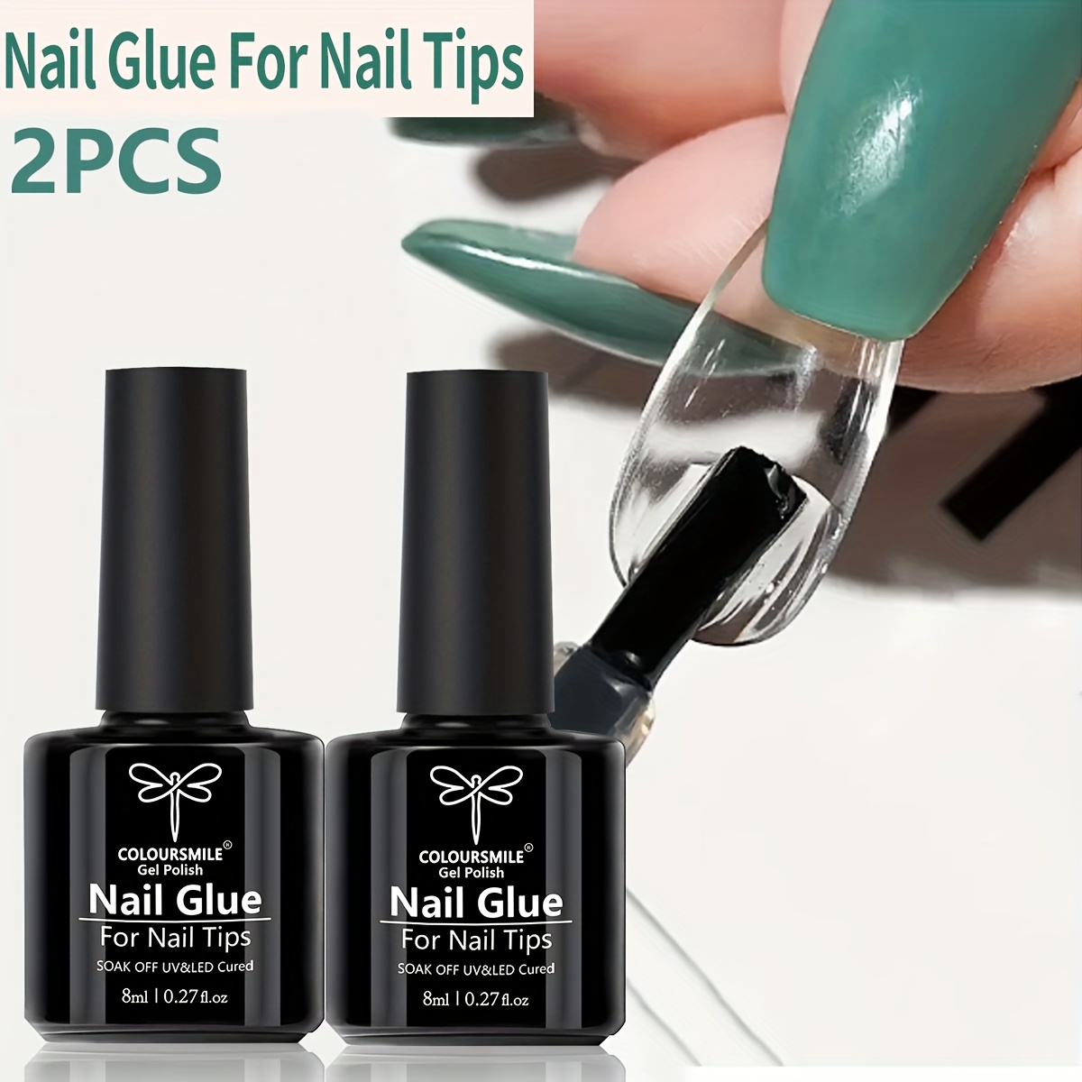 Image of 2pcs Nail With Nail Brush In Nail For Press On Nails, Nail Tips & Fake Nails Super Strong Nail For Nail Tips Long Lasting 28+ Days (curing Needed), Super Strong Nail For Nail Extension