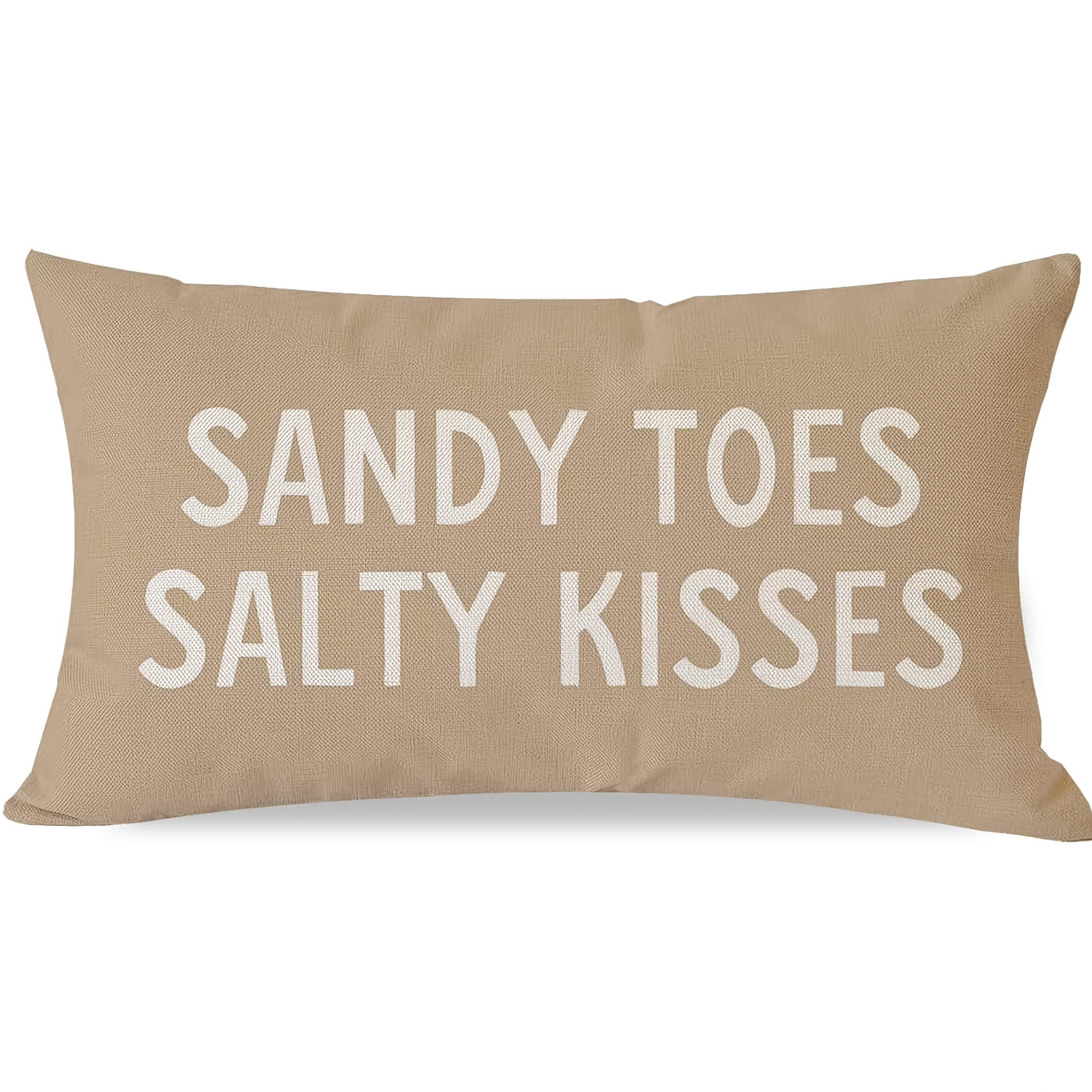 1pc, Summer Beach Throw Pillow Covers 12x20 Inch Toes And Beige Outdoor Nautical Coastal Decorations Lumbar Decorative Cushion Case For Room Couch Sofa Porch Decor