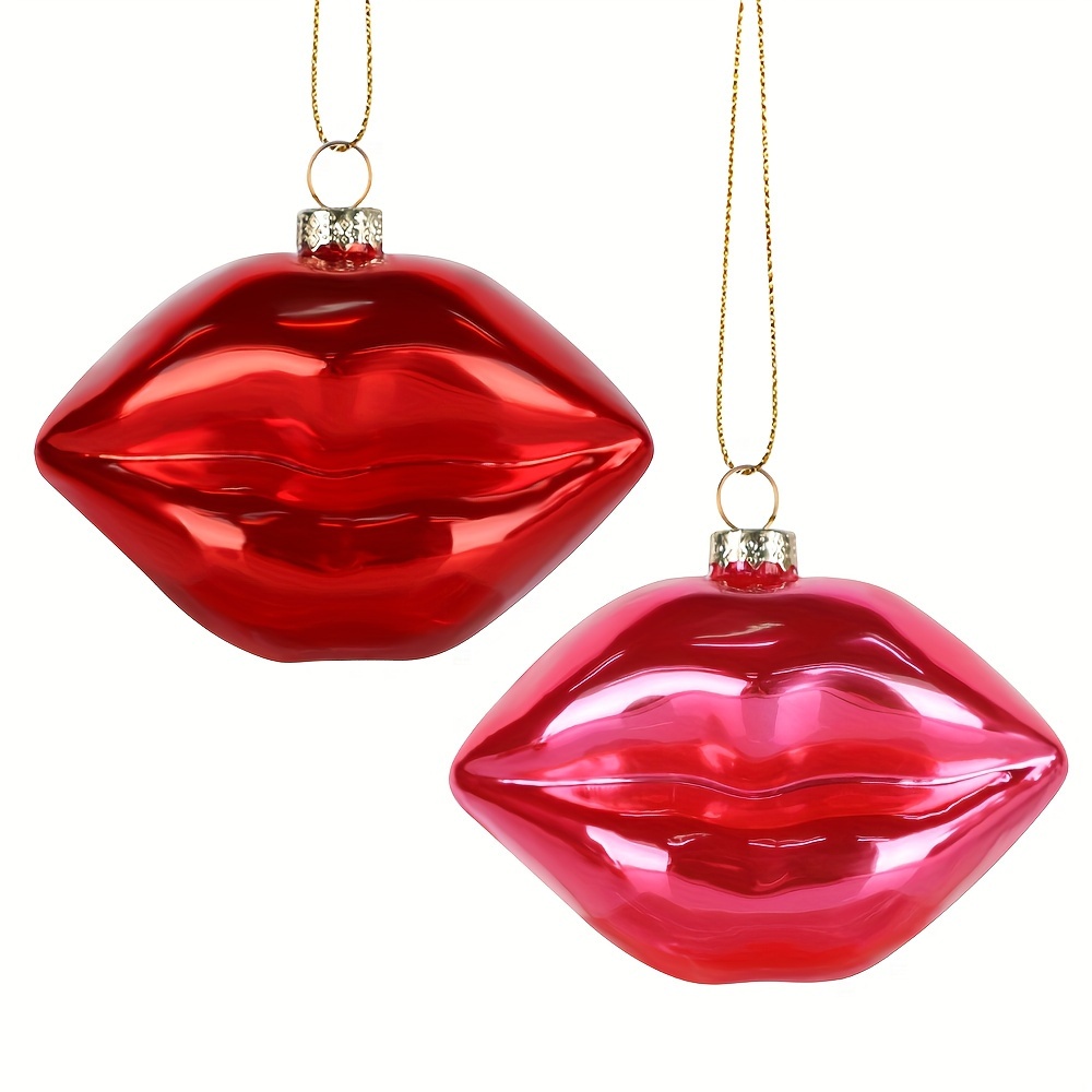 2pcs glass christmas tree ornaments - lips design, holiday decorations - home & kitchen - Temu United Kingdom