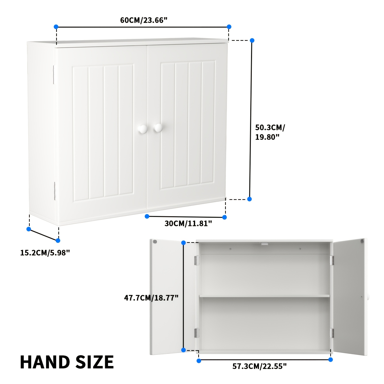 TEMU Modern White Wall-mounted Double Door Cabinet Suitable For Storage Unit - Space-saving Wood/mdf With Flat Panel Doors, Compact Vanity Unit,