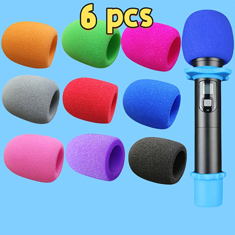 6pcs Multicolor Microphone Foam Cover Set - Thick, Soft Windshield For Handheld Mics Enhances Sound And Dust Protection Ideal For Live & Studio Recording