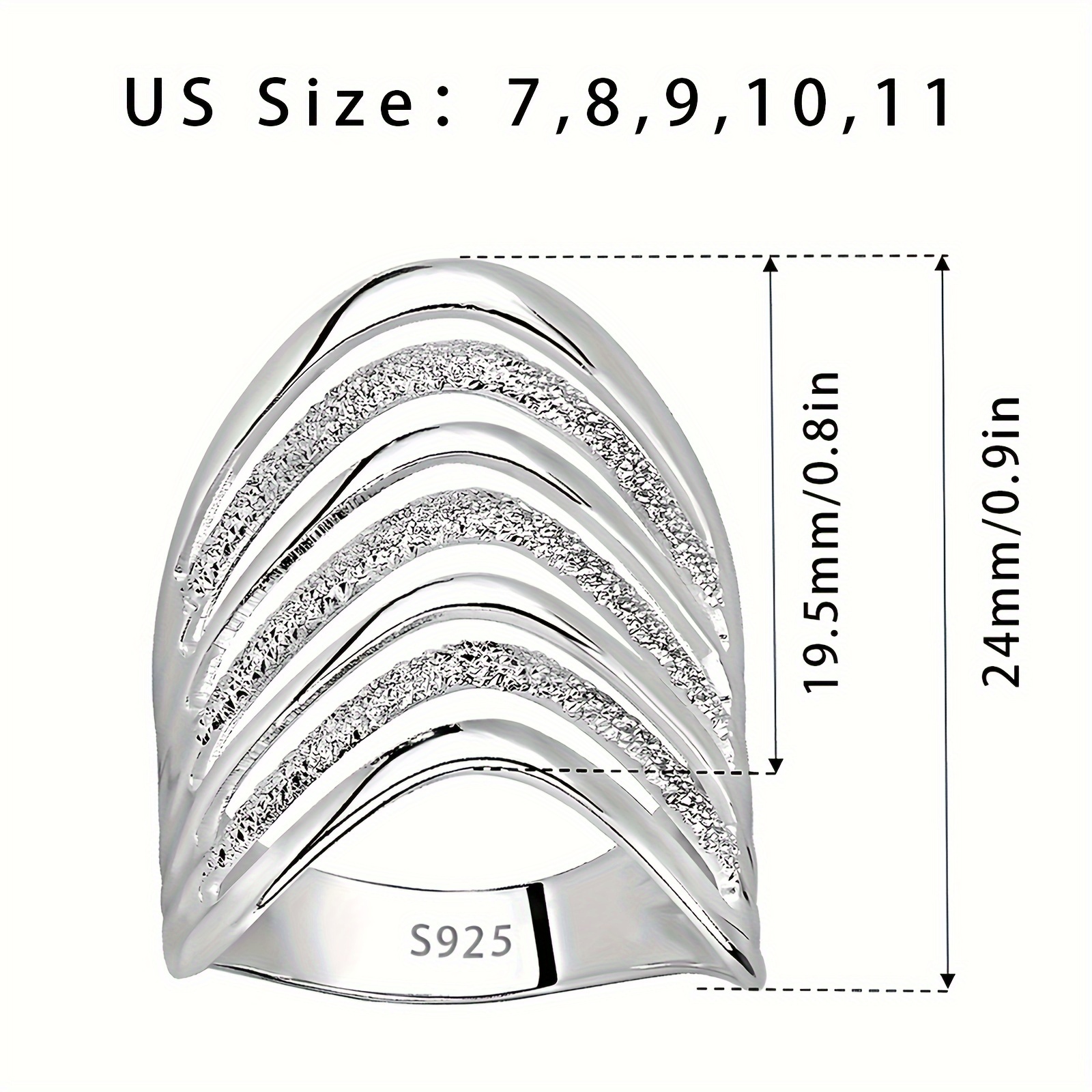 5g s925 silvery multi layer large ring low allergy nickel free ladies european and american exaggerated luxury unique high quality decoration jewelry daily party wear holiday gift gift box details 1