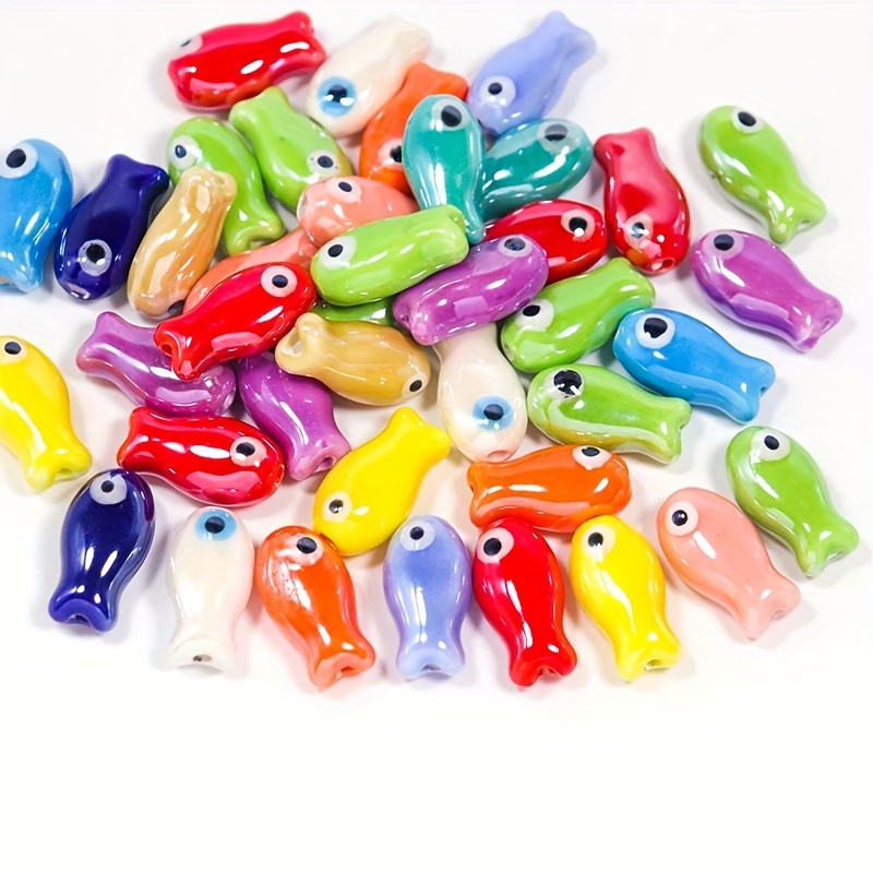 

10pcs, Funny Cute Ceramic Glossy Fish Beads, For Jewelry Making Diy Supplies