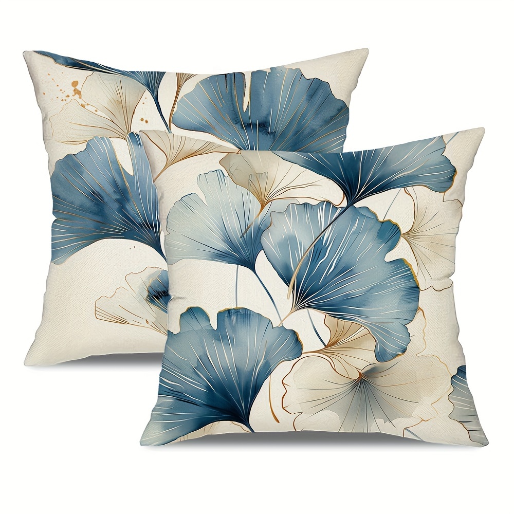 

2pcs, Ginkgo Leaves Throw Pillow Covers, Abstract Modern Art Decor Cushion Covers, 18in*18in, Decorations For Home, For Couch Sofa Living Room Bedroom, Without Pillow Inserts